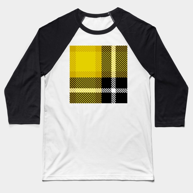 Yellow and Black  buffalo plaid check fabric design Baseball T-Shirt by Jkinkwell